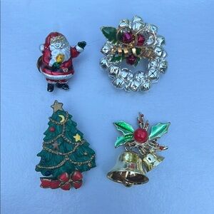 Festive Christmas Brooch Set